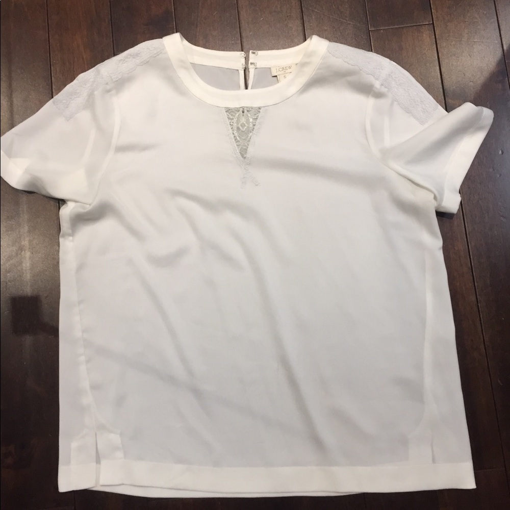 J Crew silk shirt with lace detail